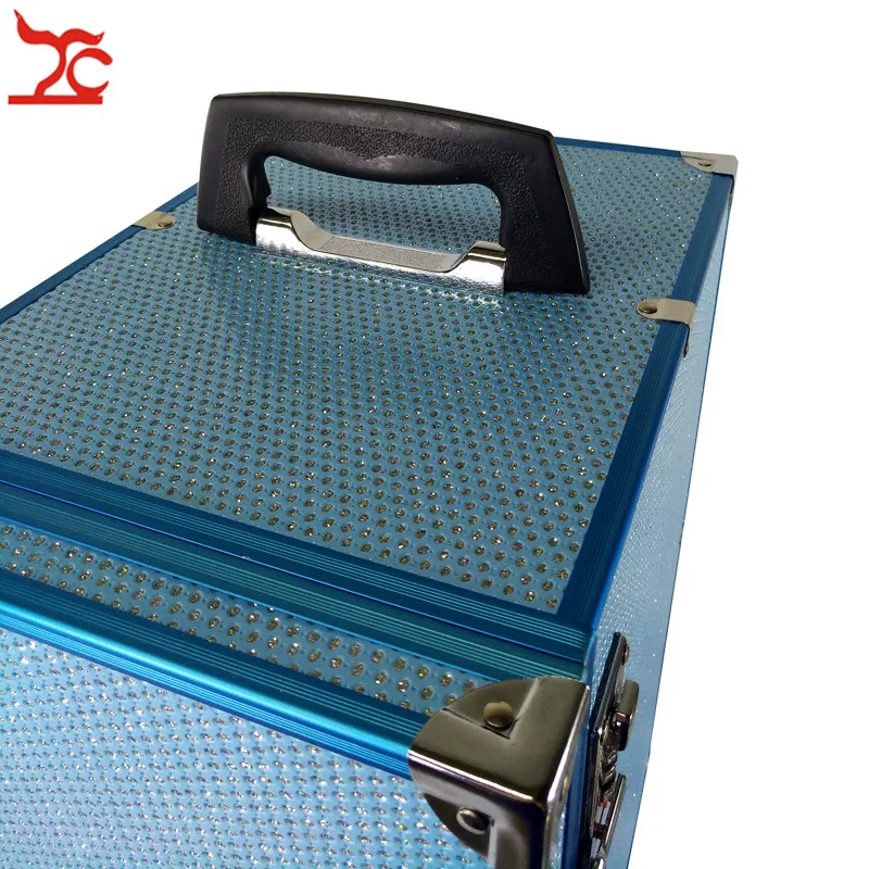 

10 grid aluminum frame metal drawer type wheel with lock jewelry trolley case watch necklace ring collection storage box