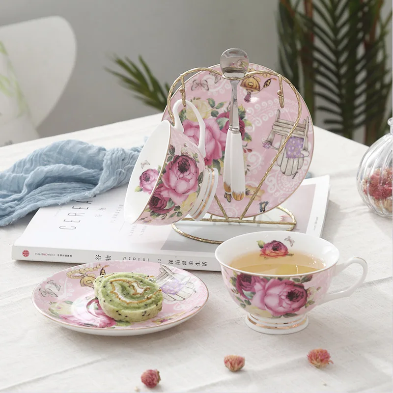 2 cup 2 saucer Wourmth европейские цветочные чайные чашки чайный горшок набор может быть стекло с обогревом чайный горшок костяного фарфора чайная чашка и блюдце послеобеденный чайный Ресторан - Цвет: 2 cup 2 saucer