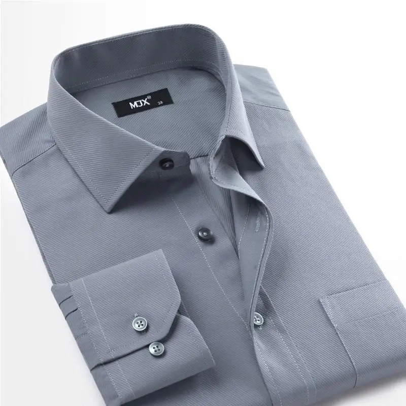 Новый летний 2017 с длинным рукавом твил Однотонная одежда Бизнес Мужская