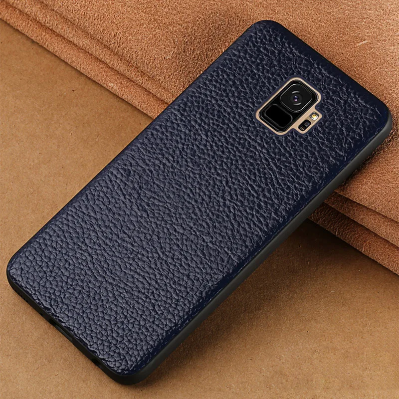 Чехол из натуральной кожи для телефона Samsung S10 S8 S9 Plus Note 10 9 чехол с текстурой личи
