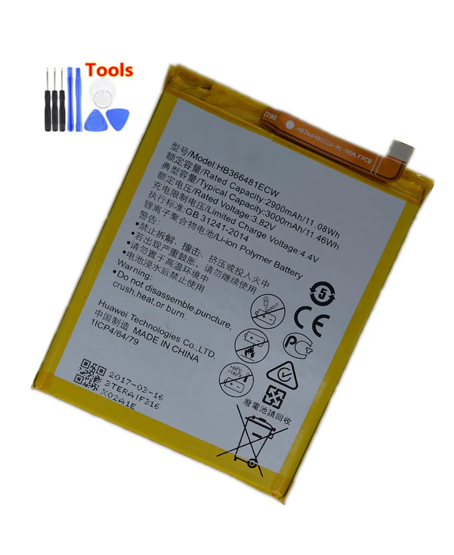 3 82 V 3000mAh HB366481ECW для huawei p9/p9 lite/honor 8/p10 lite/y6 II/p8 lite 2017/p20 lite/p9lite аккумулятор +