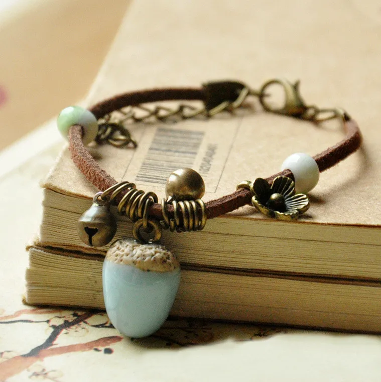 SEA MEW модный металлический керамический браслет регулируемые сосновые конусы