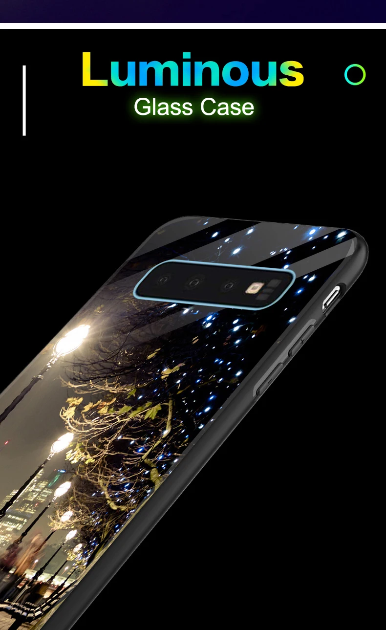 Роскошный чехол в виде светящегося стекла для samsung Galaxy S8 S9 S10 A7 A8 плюс Coque Рождественский чехол для samsung Note 8, 9
