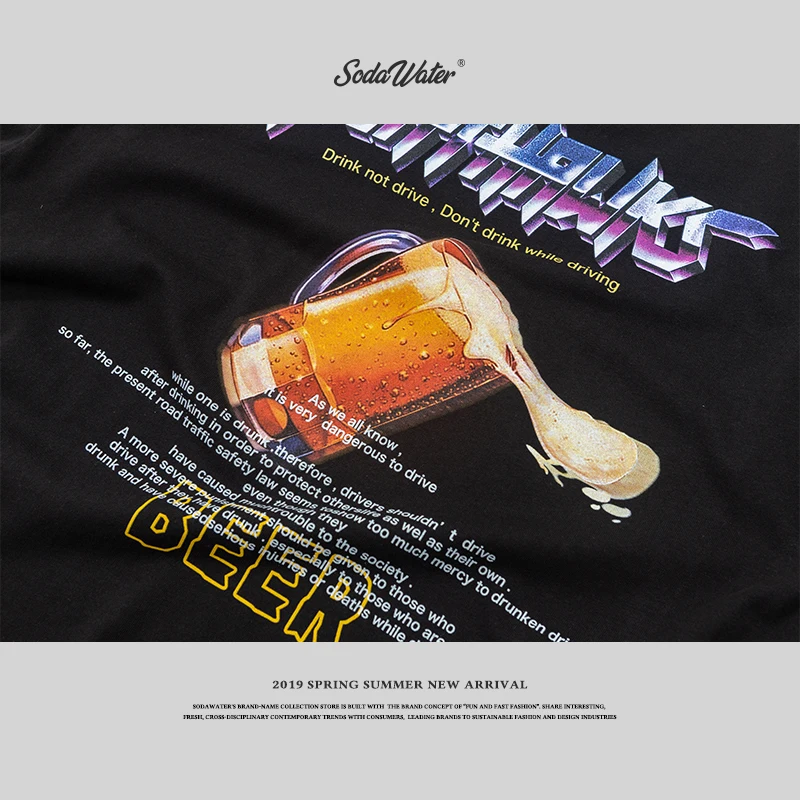 Мужская футболка SODAWATER летняя с коротким рукавом черная 2019 | одежда