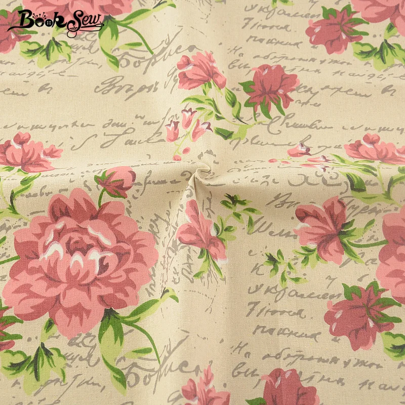 Домашний текстиль хлопчатобумажная льняная ткань с принтом темно розовый цветок