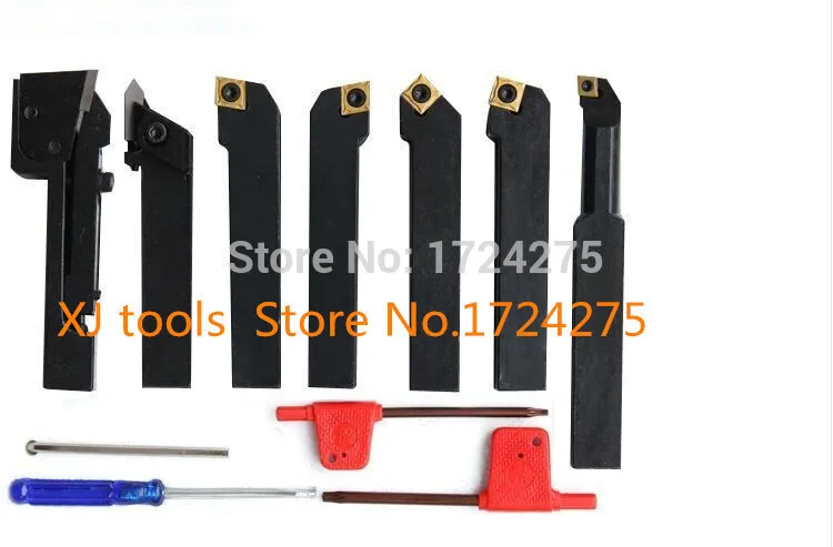 12mm 7pcs/set indexable carbide turning tool set with insert for CNC machine, Plating Titanium