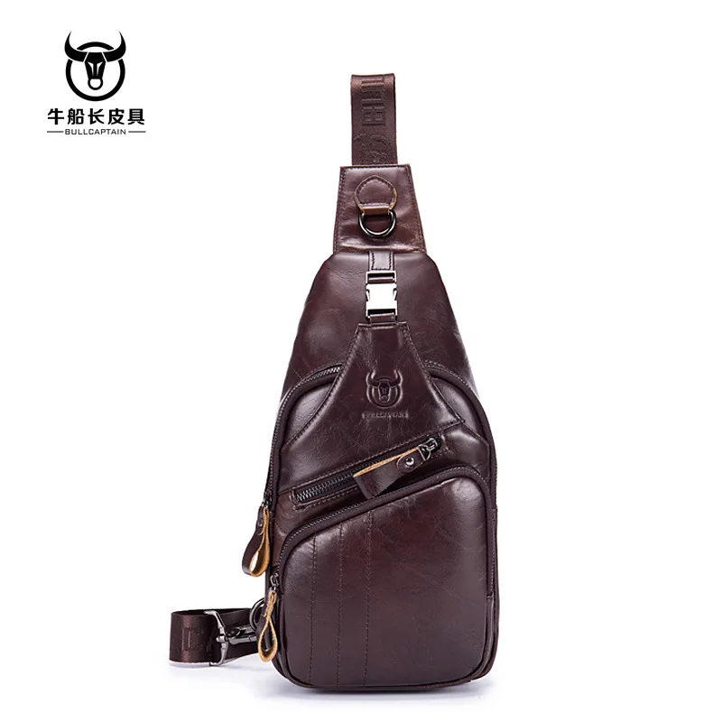 

Male Chest Bag Genuine Leather Handbag Fashion Anti-theft Oil Wax Handbag Crossbody Shoulder Male Business Travel Messenger Note