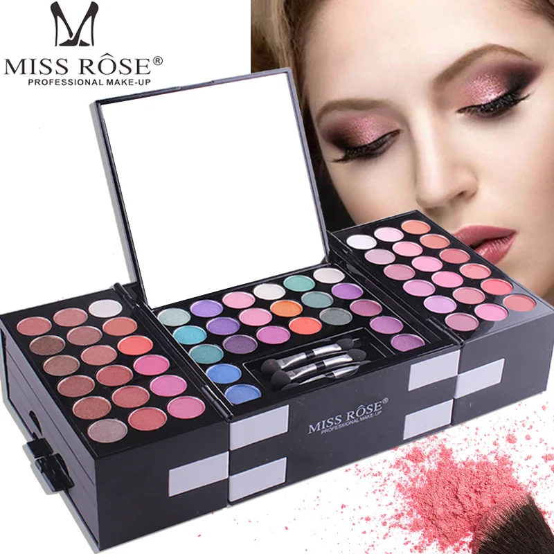 MISS ROSE make up case makeup set of 144 colors matte shimmer eye shadow 3 eyebrow pressed Blush powder eyeshadow | Красота и