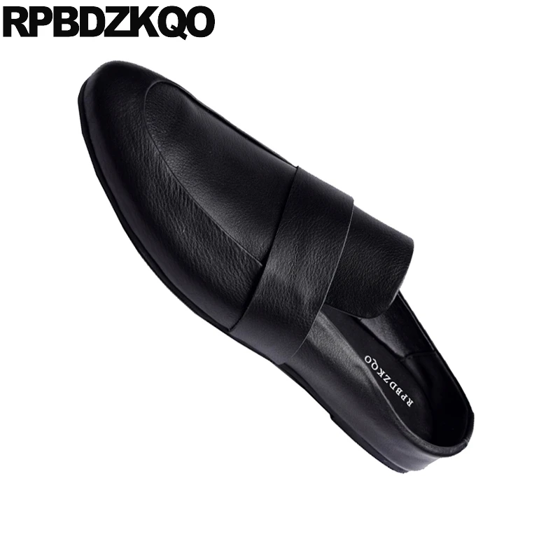 Casual High Quality British Style Sandals Men Shoes Luxury Brand Italy Mules Slip On Soft Real Leather Genuine Black Slides Half | Обувь