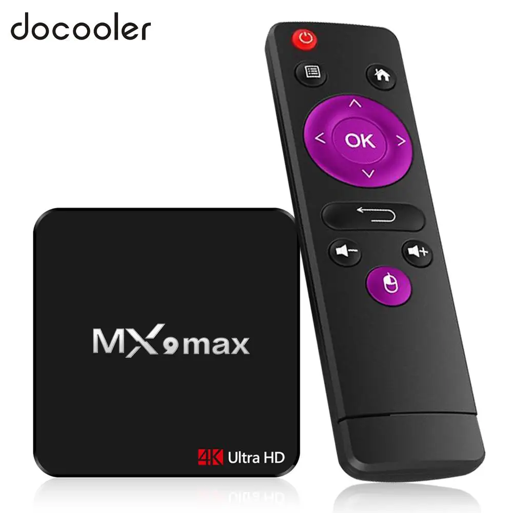 Docooler MX9 max умная ТВ приставка с четырёхъядерным процессором RK3328 ОЗУ 2 Гб ПЗУ 16 Android 7