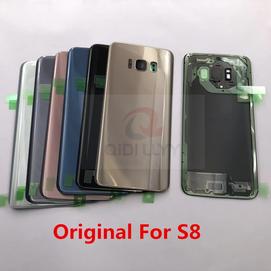 Оригинальная Задняя стеклянная крышка Замена для samsung Galaxy S8 G950 G950F задняя крышка корпус батарейный чехол с клейкой наклейкой