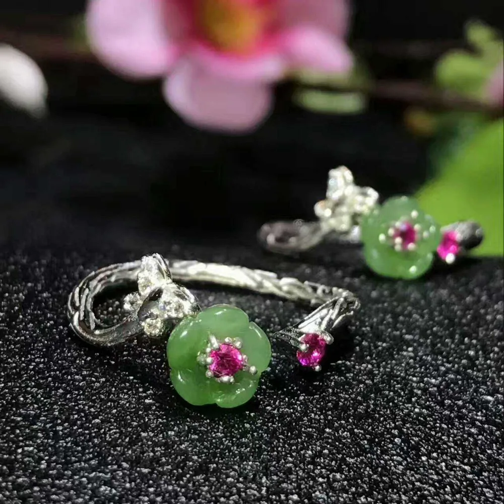 Natural new female s925 silver mosaic and Tianbi Jurong face ring mouth yu ring/ | Украшения и аксессуары