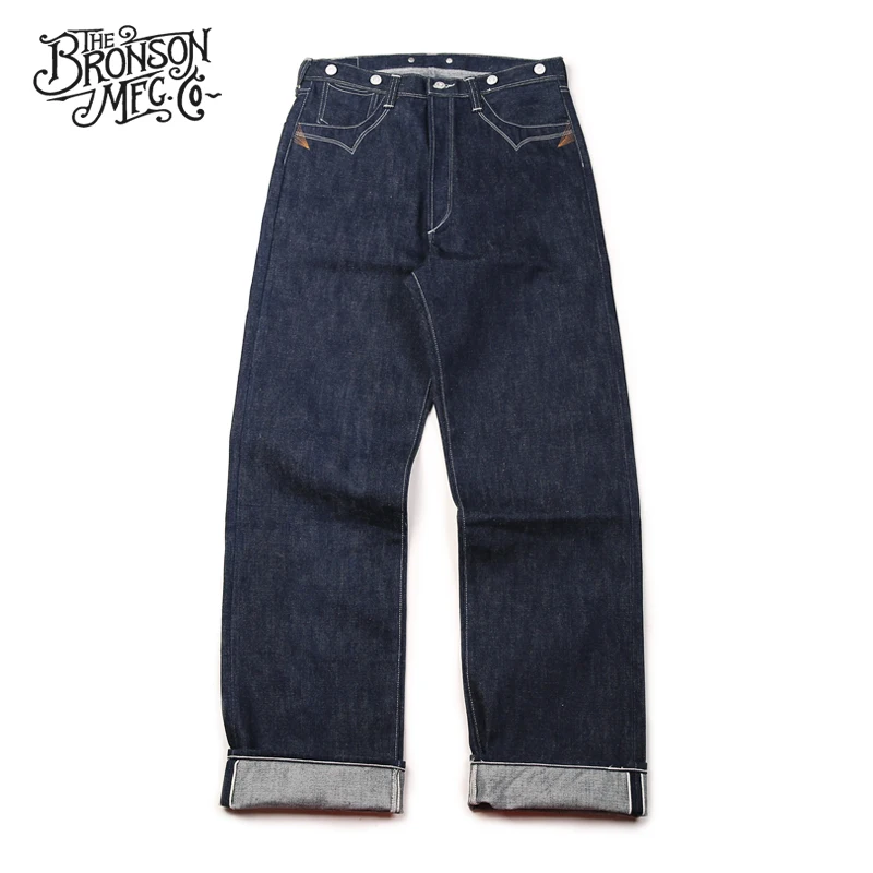 877 Бронсон 15 унций Индиго кромки unsanforised mens indigo немытые redline сухой джинсовый