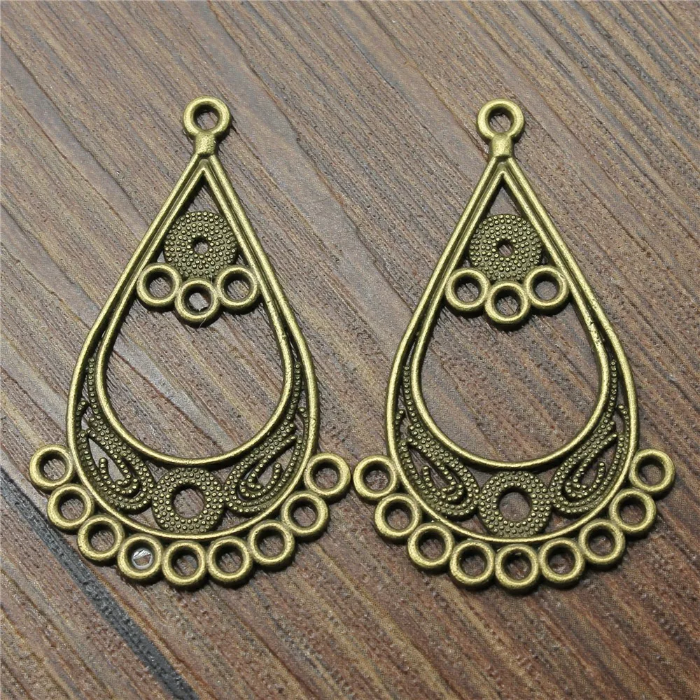 

8pcs Antique Bronze Color 43x27mm Earring Connector Charms For Jewelry Making DIY Jewelry Findings