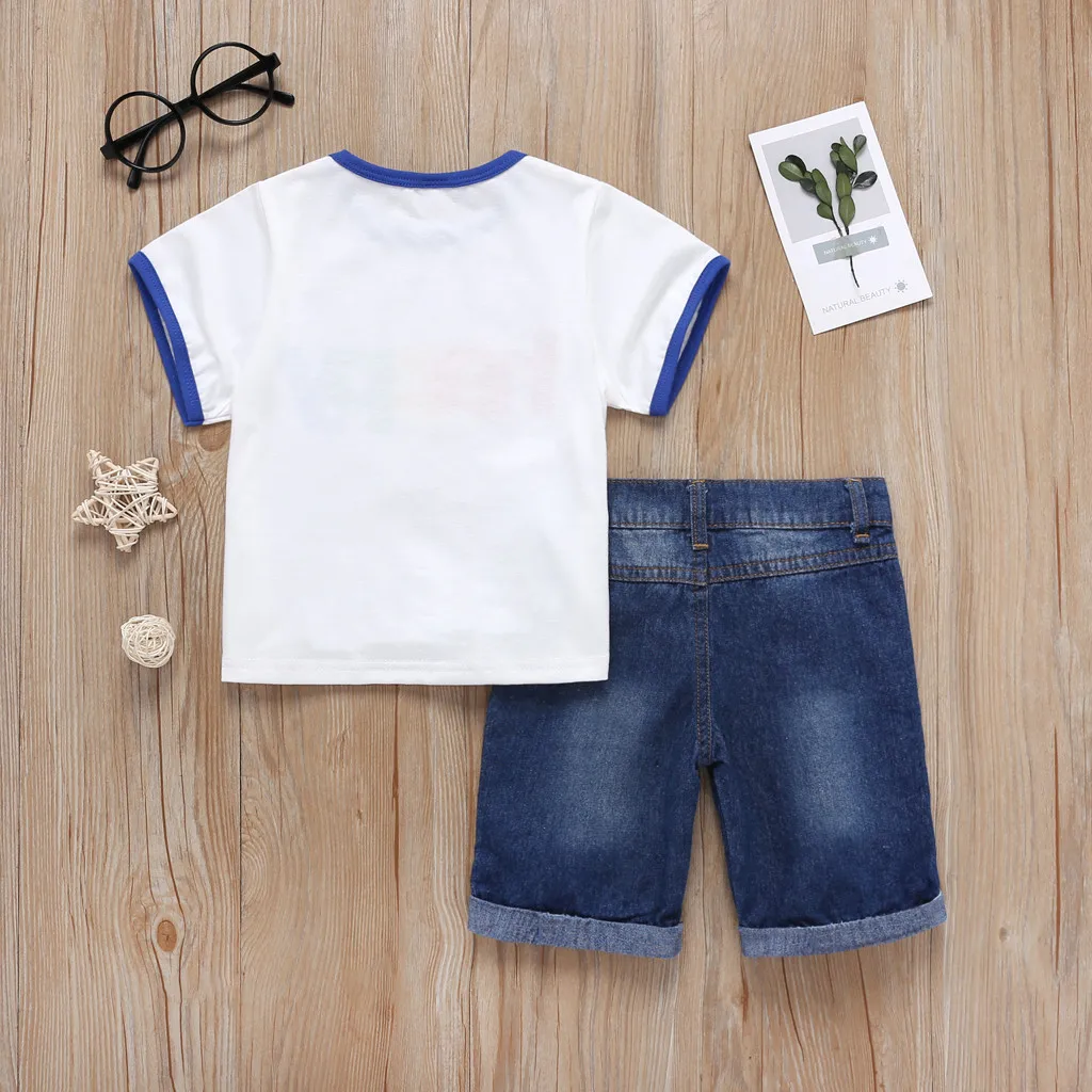 SAGACE/Летняя хлопковая одежда унисекс с буквенным принтом для маленьких мальчиков