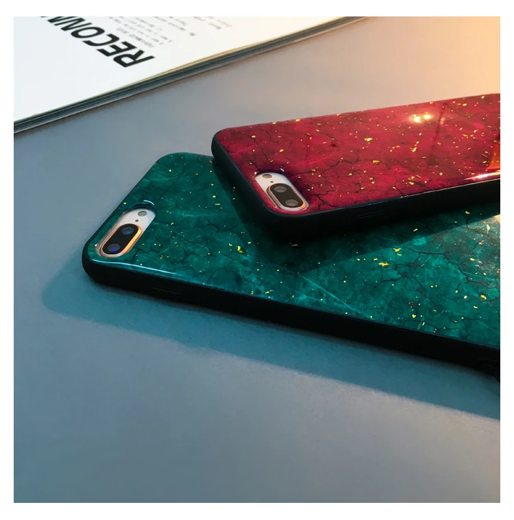 Retro Gold Foil Phone Case For iphone 6 6S 7 8 Plus Fashion Glitter Shining Cover x xs max xr with flower strap |