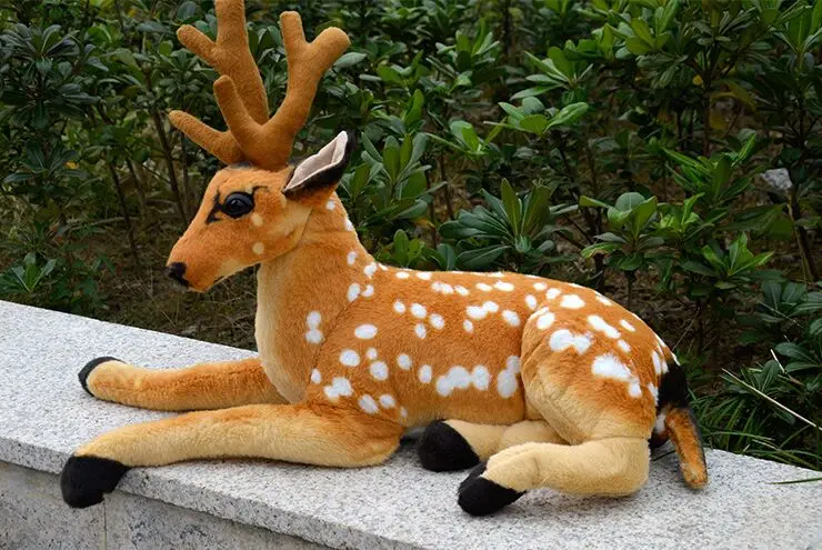 

about 75cm simulation sika deer plush toy prone deer plush doll throw pillow birthday gift 0493