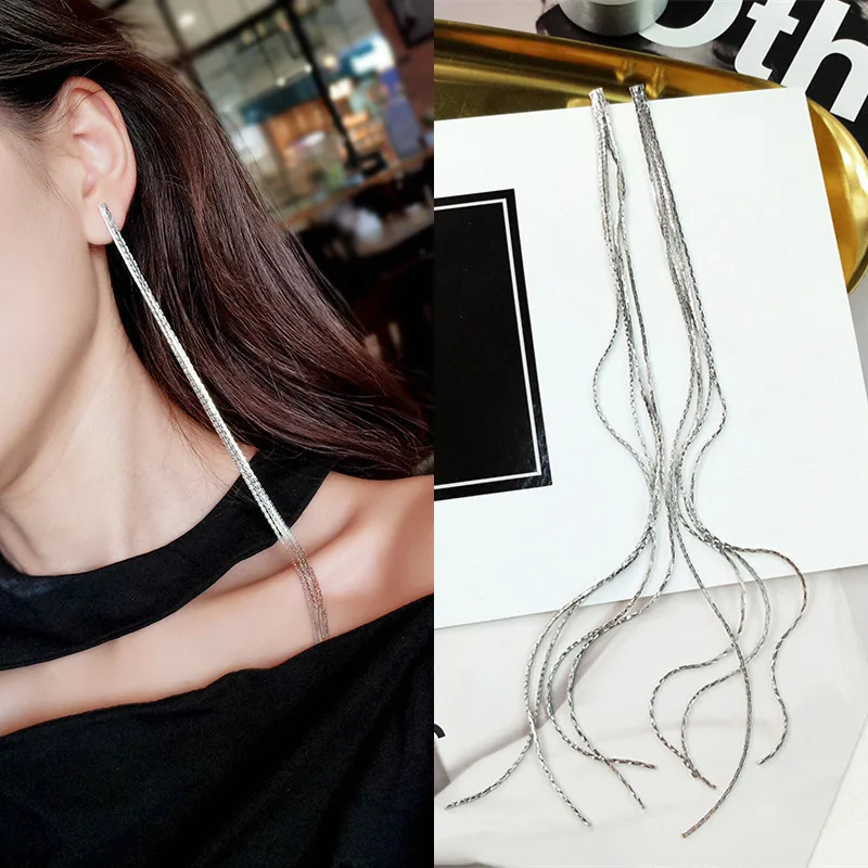 Мода Brincos Bijoux Многослойные медные цепи кисточкой Длинные массивные Висячие