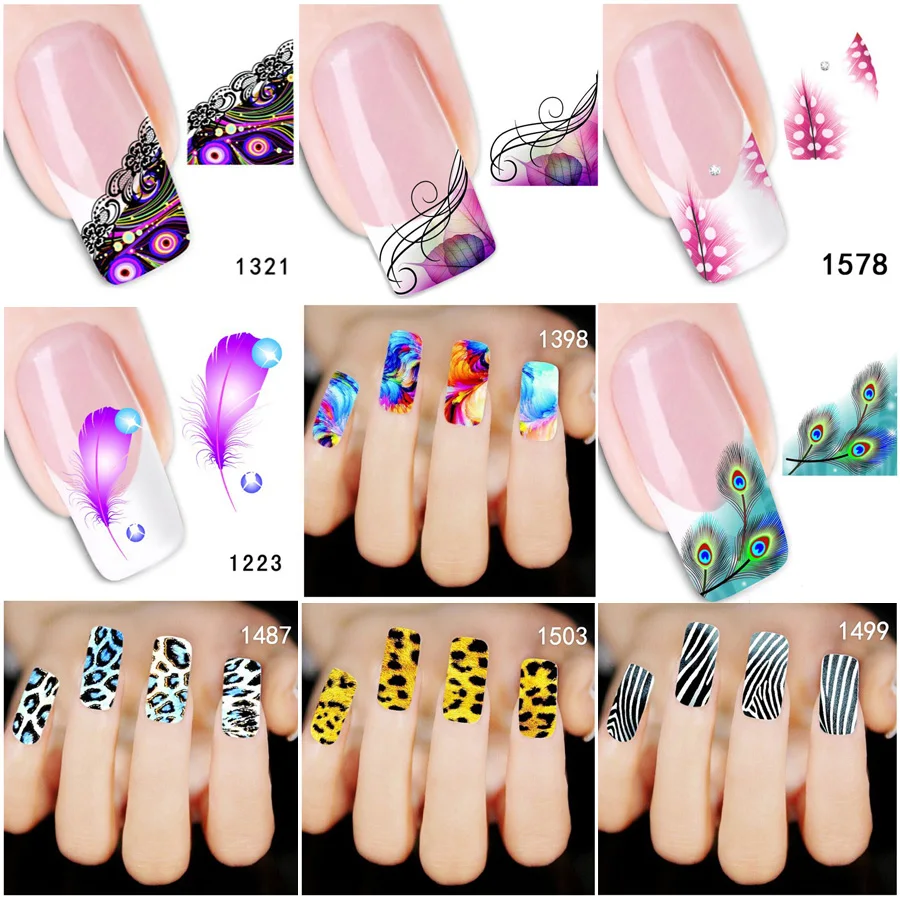 5 шт. наклейки для ногтей с изображением животных и перьев|nail sticker|nail pattern stickerpattern