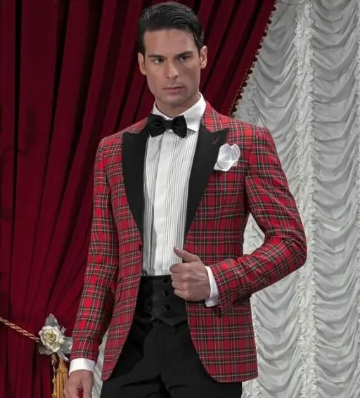 

Handsome Mens Suits Groom Tuxedos Groomsmen Wedding Party Dinner Best Man Suits Blazer (Jacket+Pants+Girdle+Tie) NO:370