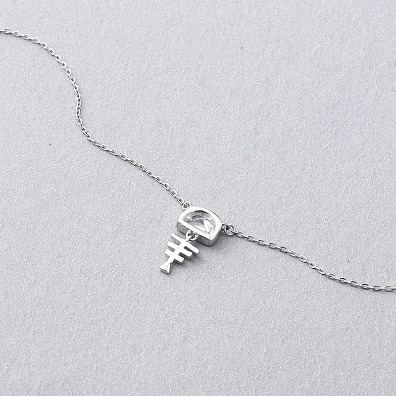 SpringLight Cute Fish Bone Pendant Real 925 Sterling Silver Handmade Design Fine Jewelry Simple Animal Necklace for Women Gift | Украшения