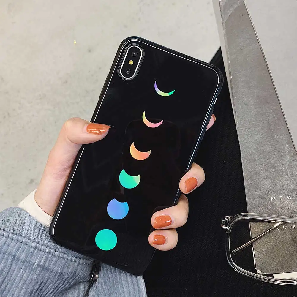 Чехлы Boucho для телефонов iphone XS MAX X XR Модный чехол с лазерным узором Eclipse 8 7 6 6s Plus
