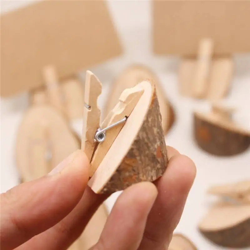 10Pcs/set Wooden Base Rustic Wedding Table Number Stand Place Name Memo Card Holder DIY Home Party Decor | Дом и сад