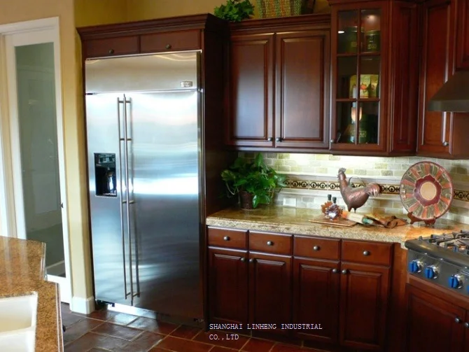 Антикварный кухонный шкаф из твердой древесины (LH SW018)|wood kitchen cabinets|solid wood cabinetskitchen