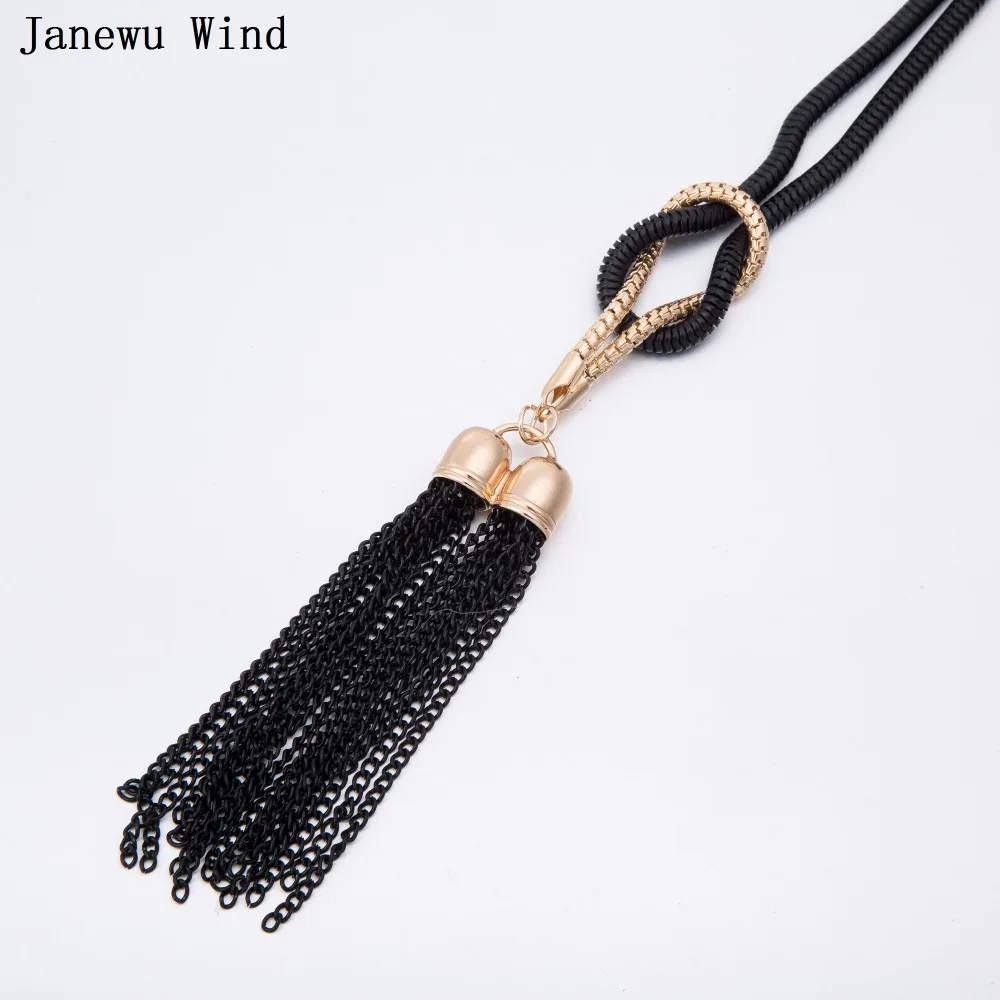Женское Ожерелье с двойной кисточкой Janewu Wind черное ожерелье цепочкой в виде змеи
