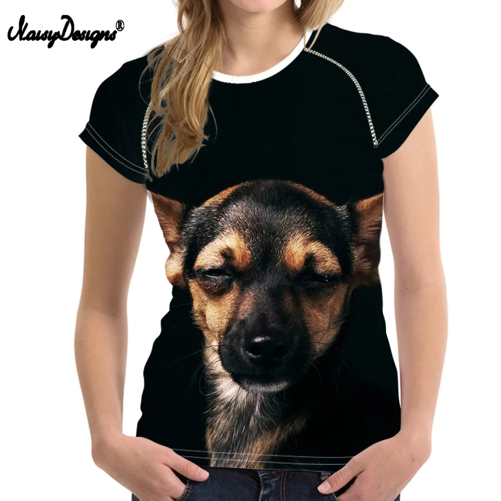 Женская миниатюрная футболка noisydesign с принтом Pinscher Подростковая забавным