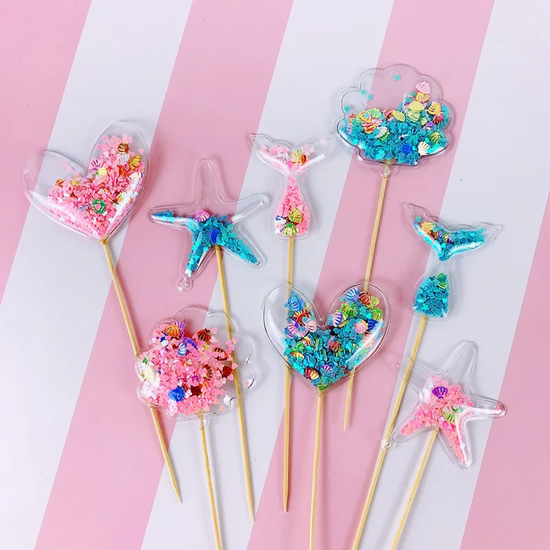 Bling Fairy ПВХ Топпер для торта Единорог Любовь Корона облако Блестящий Фламинго кекс Топпер для свадьбы День рождения украшения торта