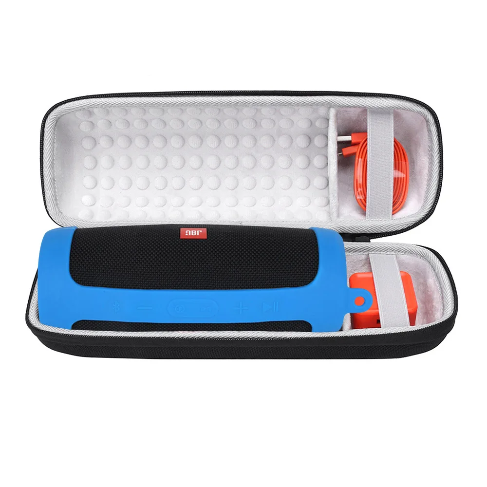 Hard or Soft Blue 2 in 1 Hard EVA Carry Zipper Storage Box Bag+ Soft Silicone Cover Case For Charge 4 Bluetooth Speaker Bag for jbl charge 4 case - Цвет: Hard or Soft Blue