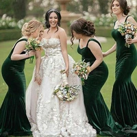 velvet bridesmaid dresses sweetheart neckline mermaid floor length long maid of honor dresses wedding guest dresses party dress