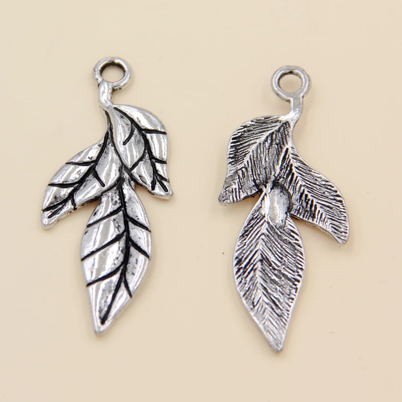 

Wholesale 20pcs Tibetan Silver Leaves Charms Pendants 17x39.5mm