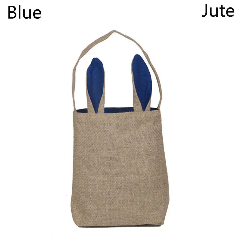 Yellow Dark Blue 1 шт. джутовые мешочки из мешковины, пасхальные заячьи ушки, сумка для покупок, подарки, сумка, пасхальные заготовки, Домашняя вечеринка, праздник, Прямая поставка - Цвет: Yellow Dark Blue