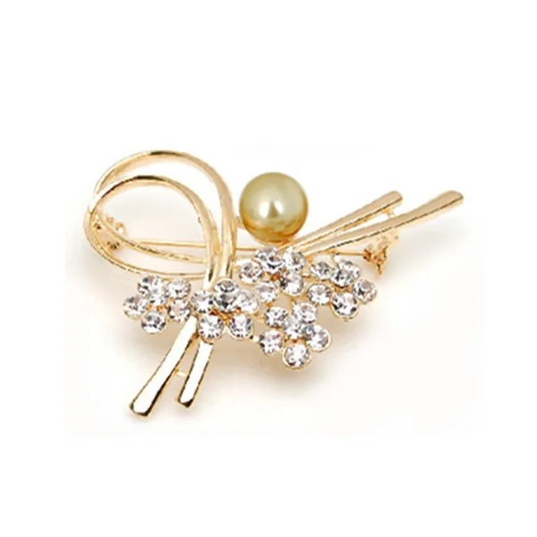 New 2014 Fashion Jewelry Pearl brooch pin silver crystal brooches for woman wedding Free Shipping | Украшения и аксессуары