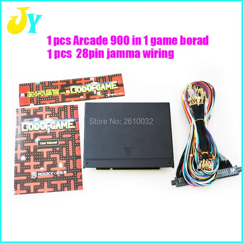 

JAMMA game part PCB GOD OF GAME 900 in 1 arcade game PCB board multigame card & Jamma Harness with 5, 6 action button wires