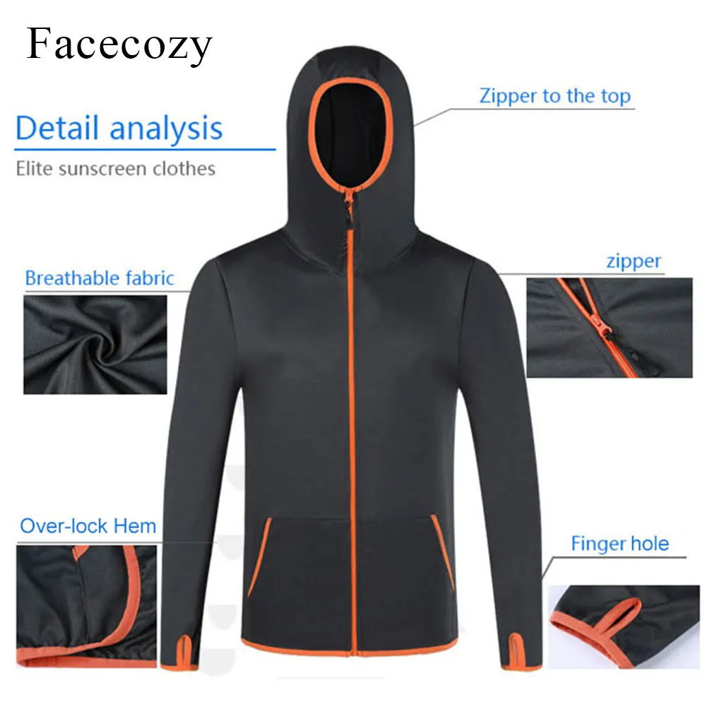 Мужская быстросохнущая куртка с защитой от солнца Facecozy воздухопроницаемая для