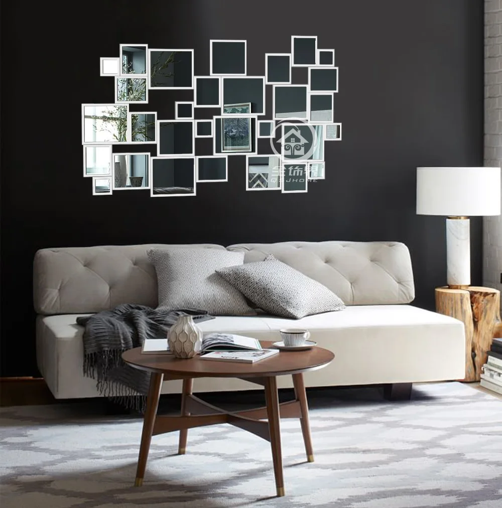 Металлическая Рамка квадратная Современная Настенная зеркальная стеклянная