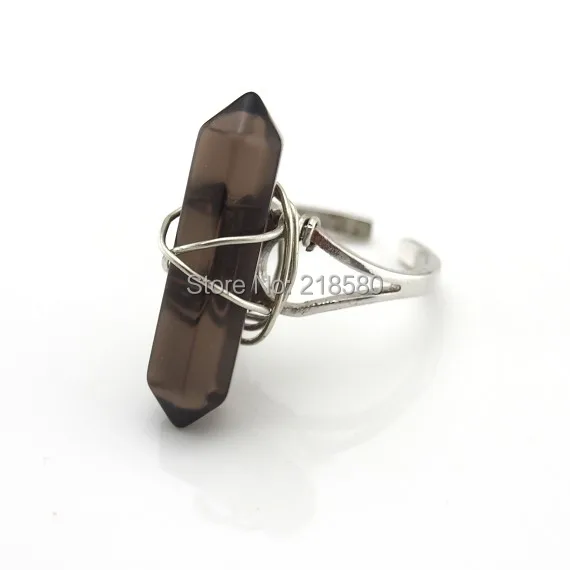 SR 012 Исцеление Кристалл дымчатый коричневый кварц точка серебряное кольцо|silver