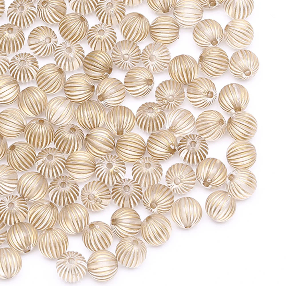 CHONGAI 100Pcs Fluted stripe Vintage Inspired Ethnic Stripe Round Acrylic Antique Design Spacer Bead For Jewelry Making DIY | Украшения и