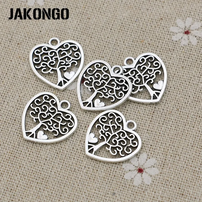 

320pcs Antique Silver Plated Tree of life Heart Charm Pendants Jewelry Accessories Making Bracelet DIY 18X16mm