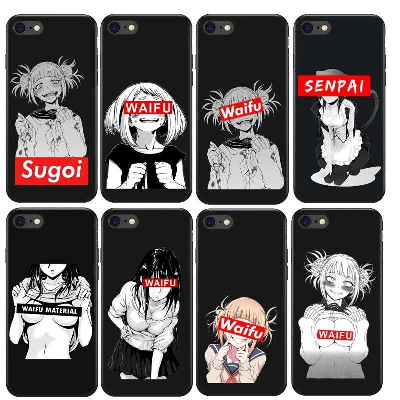 Sugoi Senpai аниме вайфу чехол для телефона iPhone XS Max XR X 8 7 6 6S Plus 5S SE 4S 5C Мягкий Черный