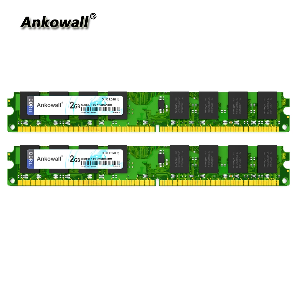 Ankowall новая DDR2 (2 шт x2гб) Ram 2 ГБ 800 МГц PC2 6400U 1 8 в CL6 240Pin non ECC настольная Память