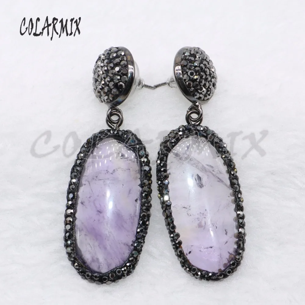 3 пары Природный кристалл серьги камня проложили камни камень ювелирные изделия