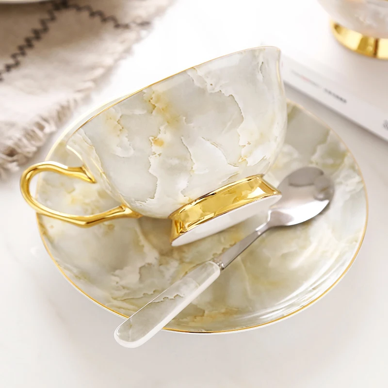 

Europe High-grade Bone China Coffee Cup and Saucers Bohemian Coffee Cup Tea Cups Set British flower tea cup gift set