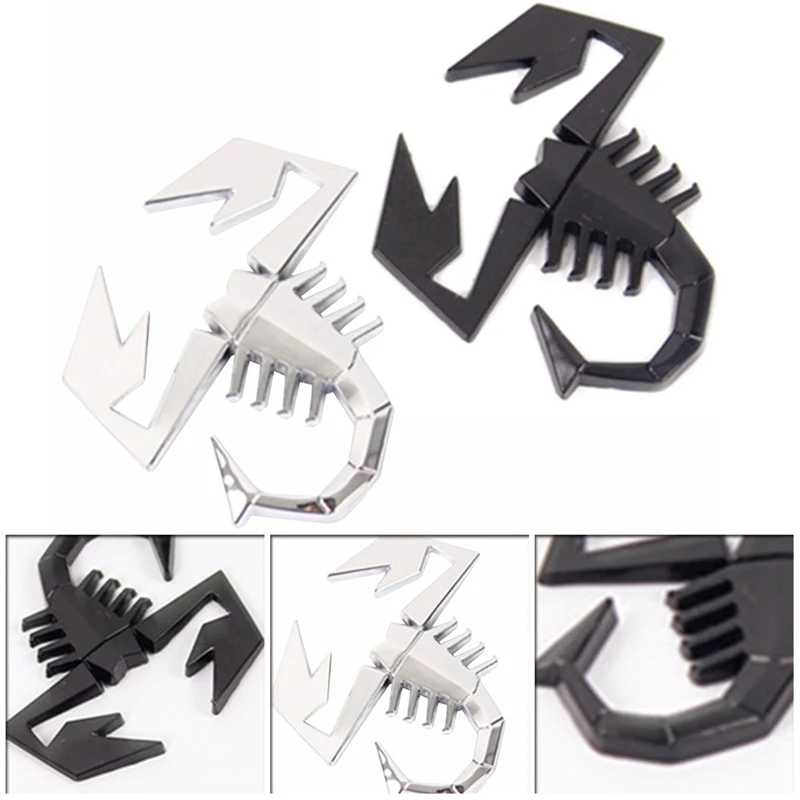 3D металлический черный серебристый цвет в форме скорпиона эмблемы Стикеры двери