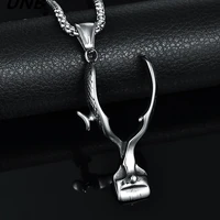 shaver barber tools pendant necklace stainless steel fashion hairdressing scissors personality necklace