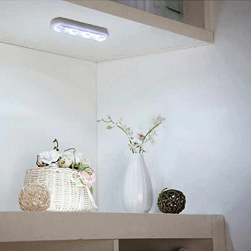 

Touch Sensor 4 LED Night Light Mini Portable Sticky Wall Lamp Wireless Push Light Battery Lighting for Under Kitchen Cabinets
