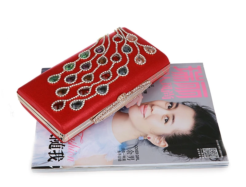 Хит продаж 2016 красная вечерняя Женская сумочка Стразы банкетная Сумочка клатч